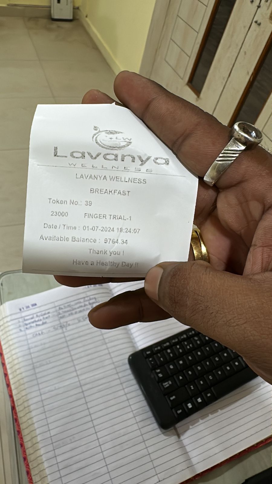 Sample LotusHRM canteen food token